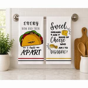Hand Towels, 2pc, Funny Retro Songs Kitchen Dish Towels, 16" x 24"